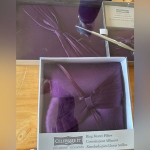 Wedding- purple autograph book set and matching ring pillow.